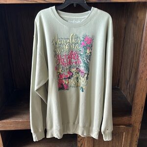 Green Graphic Print Crewneck Sweatshirt